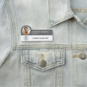 Modern Business Logo Gray Photo Magnetic Naamplaatje (In situ)