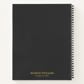Modern Business Logo Grijs & Goud Monogram Initiaa Notitieboek (Achterkant)