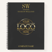 Modern Business Logo Grijs & Goud Monogram Initiaa Notitieboek (Voorkant)