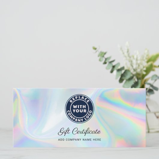 Modern Business Logo Holographic Gift Certificate (Staand voorkant)