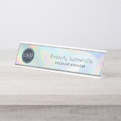 Modern Business Logo iriserende medewerkers op maa Bureau Naambordje (Voorkant)