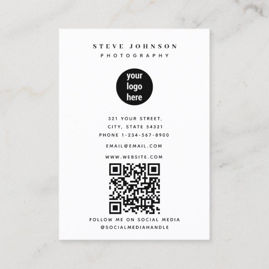 Modern Business Logo Minimal Fotograaf Foto Visitekaartje (Achterkant)