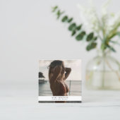 Modern Business Logo Mode Beauty Foto Vierkante Visitekaartje (Staand voorkant)