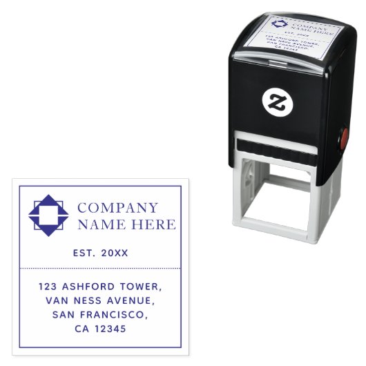 Modern Business Logo Naam Adres Gepersonaliseerd Zelfinktende Stempel (In situ)
