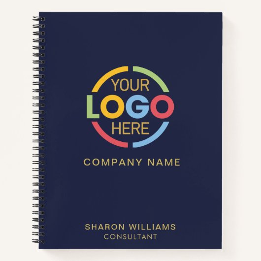 Modern Business Logo Navy Blue & Gold Professional Notitieboek (Voorkant)