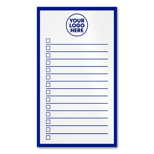 Modern Business Logo Navy Blue To Do List Magnetisch Visitekaartje (Voorkant Verticaal)