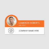 Modern Business Logo Orange Photo Magnetic Naamplaatje (Voorkant)
