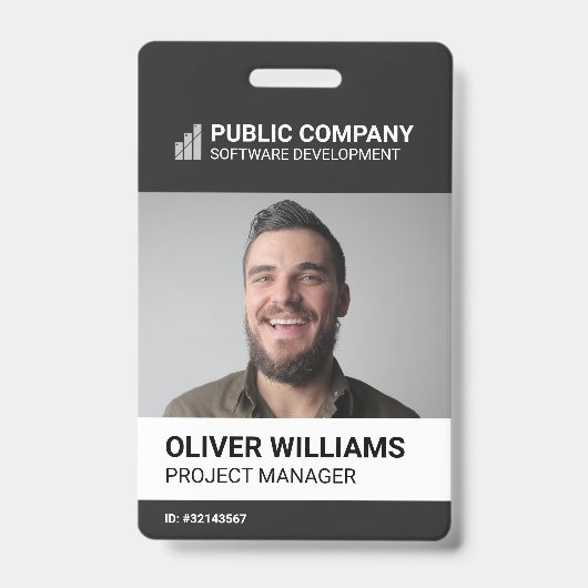 Modern Business Logo Photo Employee ID Badge (Voorzijde)