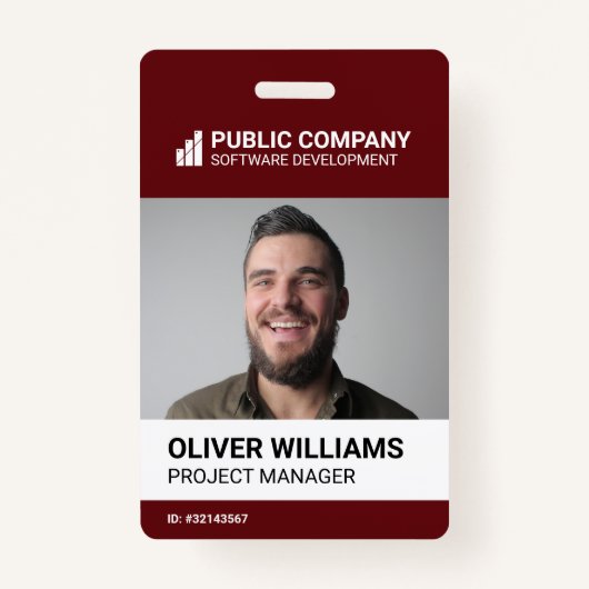 Modern Business Logo Photo Employee ID Badge (Voorkant)