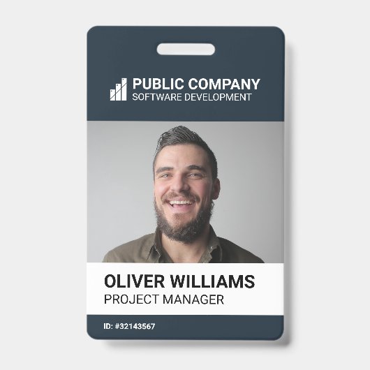 Modern Business Logo Photo Employee ID Badge (Voorzijde)