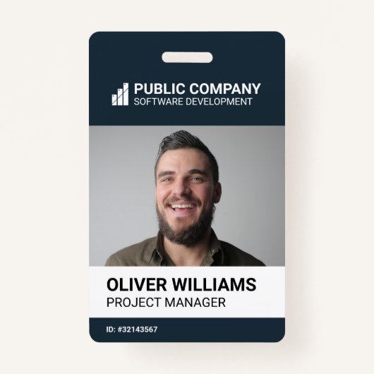 Modern Business Logo Photo Employee ID Badge (Voorkant)