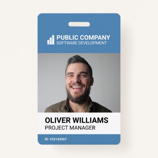 Modern Business Logo Photo Employee ID Badge (Voorkant)