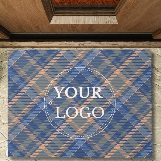Modern Business Logo Plaid Pattern Promotional Deurmat