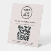 Modern Business Logo QR Code Roze Reclamebord Met Voetstuk (Voorkant)
