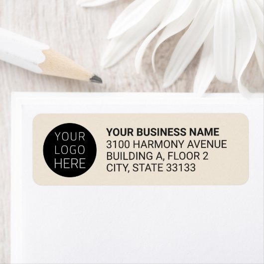 Modern Business Logo Return Address Label | Beige (Insitu)