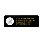 Modern Business Logo Return Address Label | Black (Voorkant)