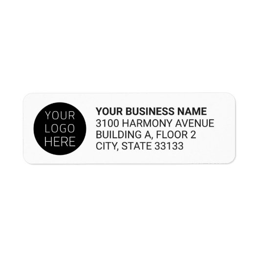 Modern Business Logo Return Address Label | white  (Voorkant)