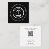 Modern Business Logo scanbare QR-code zwart wit Vierkante Visitekaartje (Voorkant / Achterkant)