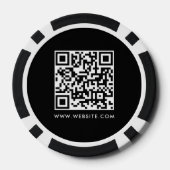Modern Business Logo Scannable QR Code Black White Poker Chips (Achterkant)