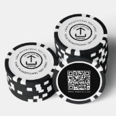 Modern Business Logo Scannable QR Code Black White Poker Chips (Opstapeling)