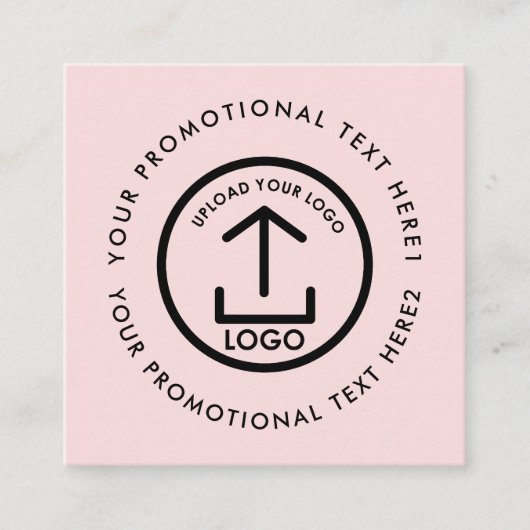 Modern Business Logo Scannable QR Code Blush Pink Vierkante Visitekaartje (Voorkant)