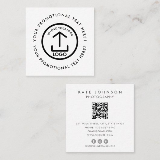 Modern Business Logo Scannable QR Code Wit Vierkante Visitekaartje (Voorkant / Achterkant)