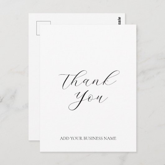 Modern Business Logo Script Dank u Wit Briefkaart (Voorkant / Achterkant)