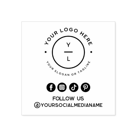 Modern Business Logo & Social Media Volg ons Rubberstempel (Afrduk)