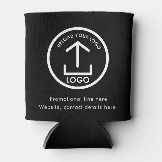 Modern Business Logo Tekst Promo QR Code Zwart Blikjeskoeler (Voorkant)