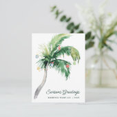 Modern Business Logo Tropical Palm Tree Christmas Feestdagenkaart (Staand voorkant)