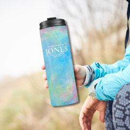 Modern Business Logo Turquioise Roze Geel Thermosbeker