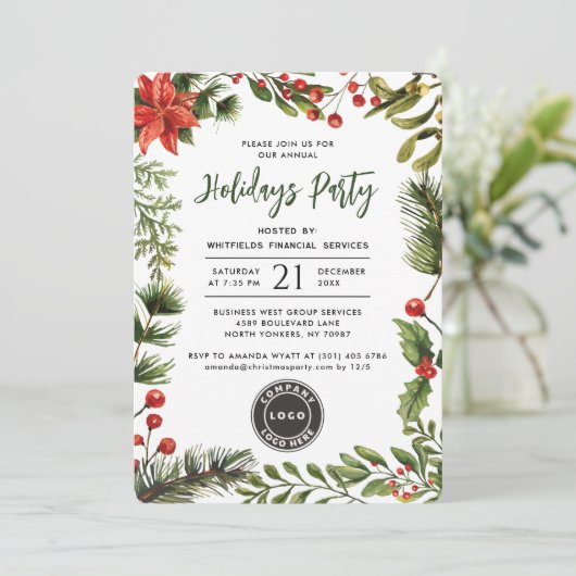 Modern Business Logo Waterverf kerstfeest Kaart (Staand voorkant)