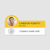 Modern Business Logo Yellow Photo Magnetic Naamplaatje (Voorkant)