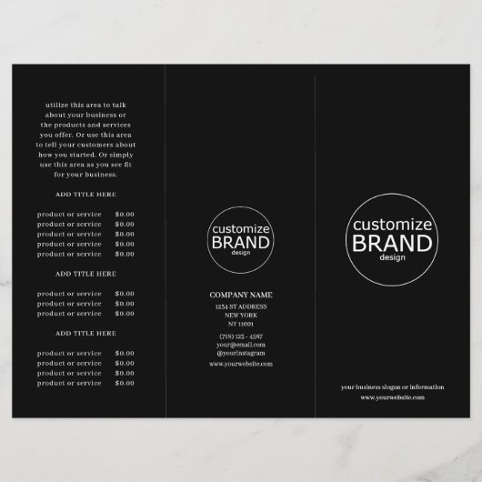 Modern Business Logo Zwart Drievoudige Brochure (Voorkant)