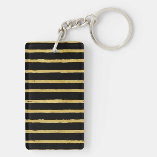 Modern Business Logo zwart en goud gestreept Sleutelhanger (achterkant)