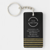 Modern Business Logo zwart en goud gestreept Sleutelhanger (Voorkant)