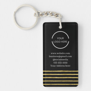 Modern Business Logo zwart en goud gestreept Sleutelhanger