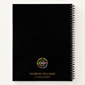 Modern Business Logo Zwart Goud Monogram Initiaal Notitieboek (Achterkant)