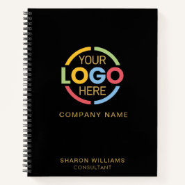 Modern Business Logo Zwart Goud Monogram Initiaal Notitieboek