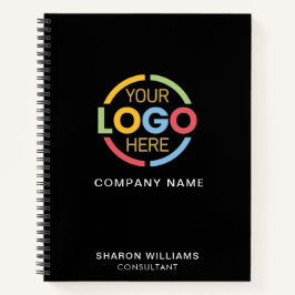 Modern Business Logo Zwart Monogram Initiaal Notitieboek