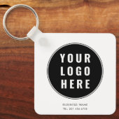 Modern Business Logo Zwart Wit Custom Giveaway Sleutelhanger (Voorkant)