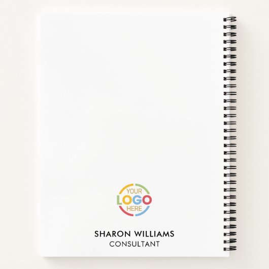 Modern Business Logo Zwart Wit Monogram Initiaal Notitieboek (Achterkant)