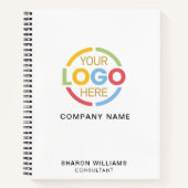 Modern Business Logo Zwart Wit Monogram Initiaal Notitieboek (Voorkant)