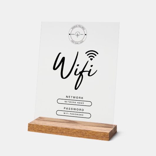 Modern Business Logo Zwart-wit Wifi Details Acryl Bord (Hoek)