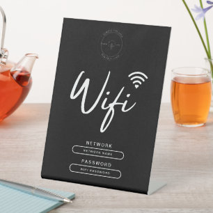Modern Business Logo Zwart-wit Wifi Details Reclamebord Met Voetstuk