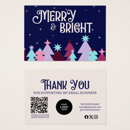 Modern Business Merry Bright Dank u kaart (Voorkant /achterkant)