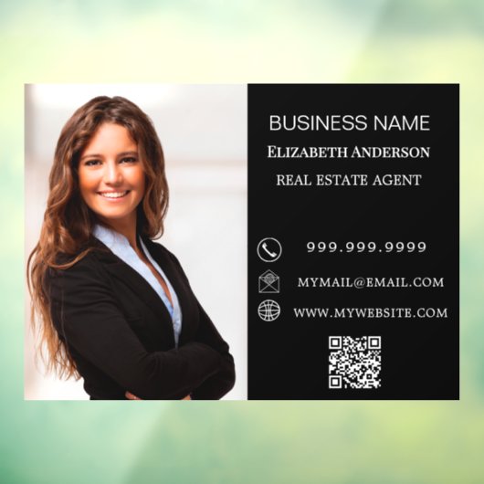 Modern Business Photo Contact Information black Raamsticker (Vel 3)