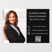 Modern Business Photo Contact Information black Raamsticker (Vel)