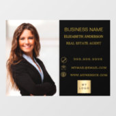 Modern Business Photo Contact Information black Raamsticker (Vel)