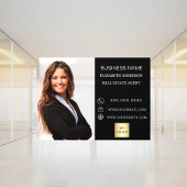 Modern Business Photo Contact Information black Raamsticker